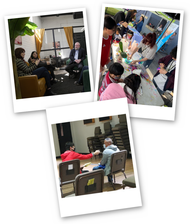 Camino founders meeting together, a community outreach craft event, and an early COVID-19 research interview